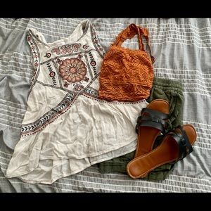 Cream Boho Peplum Tank Top